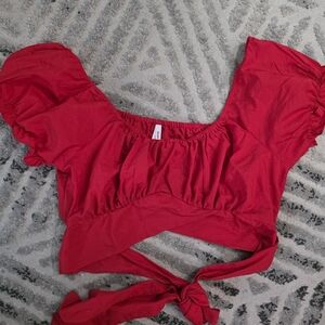 Live 4 Truth Red Crop Top with Puff Sleeves